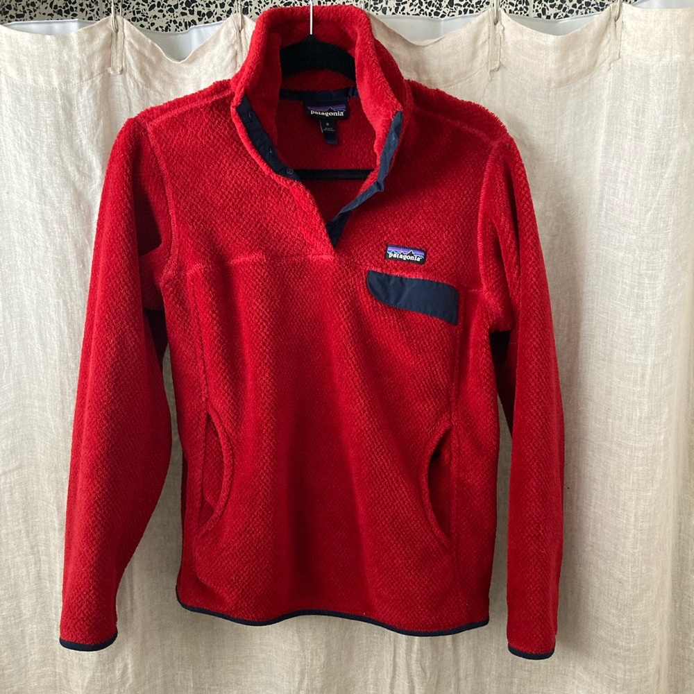 Patagonia sz M red polartec fleece - Picture 1 of 9
